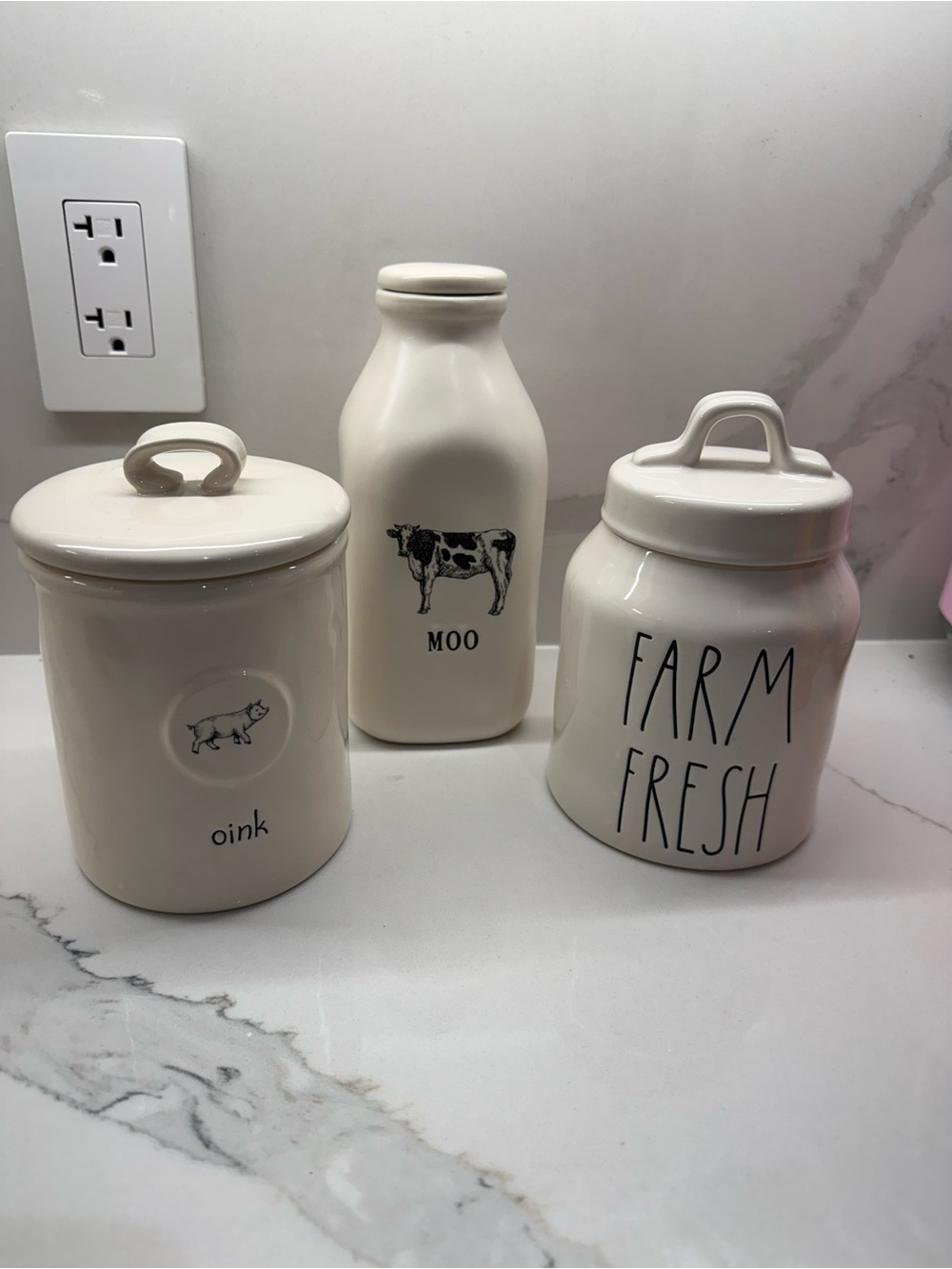Rae Dunn Farm Fresh Ceramic Canister Set